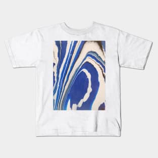 Blue white and black acrylic pour Kids T-Shirt